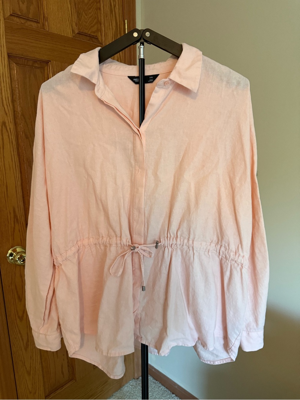 Simply Vera Vera Wang Peach Button-Front Drawstring Tunic